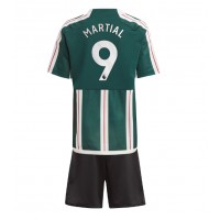 Manchester United Anthony Martial #9 Bortaställ Barn 2023-24 Korta ärmar (+ Korta byxor)